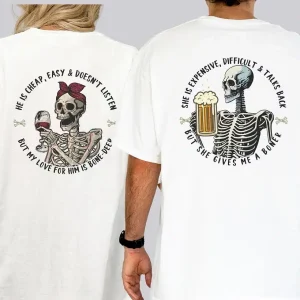 Funny Couples T-shirt, Skeleton His Hers Shirts, Couples Shirts, Raunchy Couples Tees, Boyfriend Girlfriend Matching Shirts
