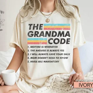 Funny Grandma T-Shirt, The Grandma Code, Sarcastic Best Grandma Shirt, Grandma Birthday Gift, Mother Day Shirt Gift from Grandkids