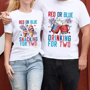 July 4th Pregnancy Announcement Shirts – Matching Patriotic Couple Tees – 4th of July Maternity T-Shirt