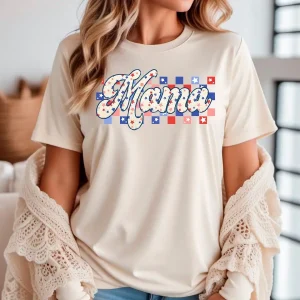Mama 4th of July T-Shirt, Patriotic Mama, 4th of July Mama Shirt, American Mom Gift, Fourth of July Outfit, Independence Day Clothing