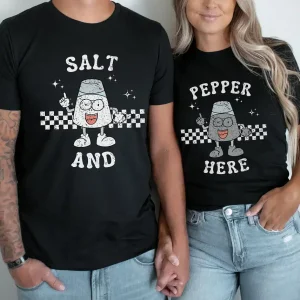 Matching Couples Halloween Costume T-Shirts, Funny Couples Salt And Pepper T-Shirts, Couples Outfit Couple Tees, Husband Wife T Shirt