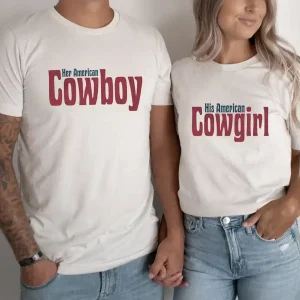 Matching Couples Rodeo Shirts, Couple Country Western, Patriotic Couples T-Shirt, Cowboy Cowgirl Matching Tee, Husband Wife T-Shirt