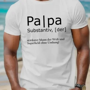 Men's Father'S Day Casual Black T-Shirt with German Quote - Short Sleeve, Crew Neck, Summer Top, Father's Day Gift, Geometric Print Shirt