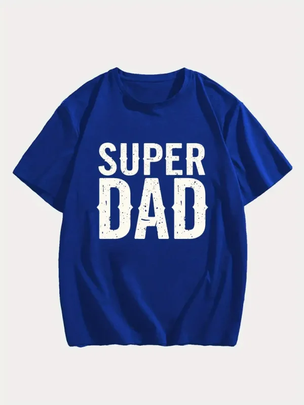 MenS SUPER DAD Graphic Tee Casual Black Short Sleeve T Shirt with White Text Perfect for Summer Everyday Tshirt Playful Text Design Comfortable Fit Dad Tshirt 3