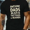 Mens Awesome Dads Have Tattoos Beards Graphic Print T Shirt 3