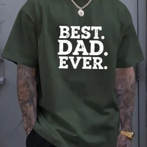 Best Dad Ever Graphic T-Shirt - Casual Short Sleeve Tee, Breathable Summer Shirt with Round Neck, Regular Fit for Fathers Day Gifts, Relaxed Fit Tee