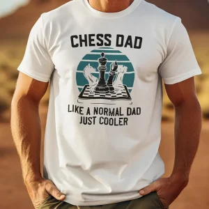 Men's Chess Dad Graphic T-Shirt - Short Sleeve Tee with Chess Dad Like a Normal Dad Just Cooler Slogan & Chess Piece Design