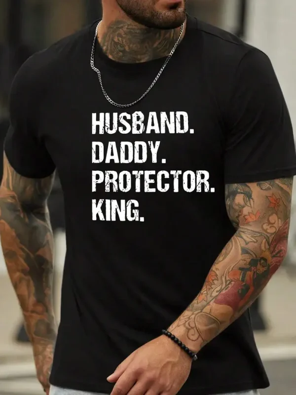 Mens Short Sleeve T Shirt with Husband Daddy 1