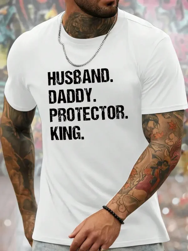 Mens Short Sleeve T Shirt with Husband Daddy 2
