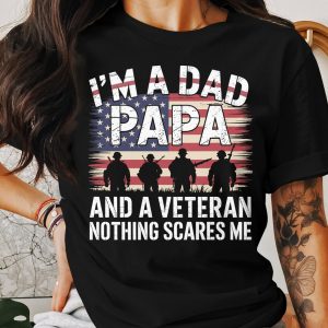 Patriotic Dad Papa Veteran T-Shirt, Military Family Graphic Tee, American Flag Soldier Shirt, Gift for Dad Grandpa, Proud Veteran Apparel