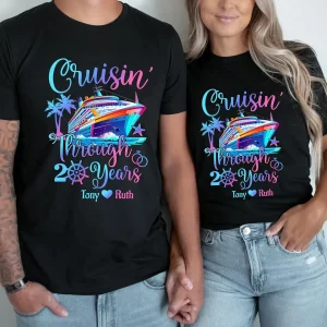Personalized Cruising Through Years Shirt, Husband and Wife Anniversary Cruise Shirt, Couples Matching Cruise Shirt