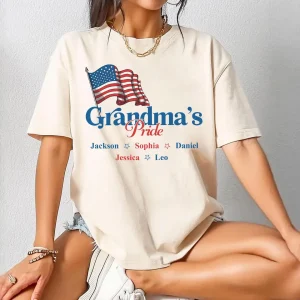 Personalized Grandma's American Pride T-shirt, Custom Name Kids, Independence day, Memorial Day Tee