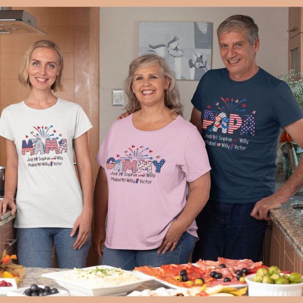 Personalized Grandparent American Shirts With Kids Names 1