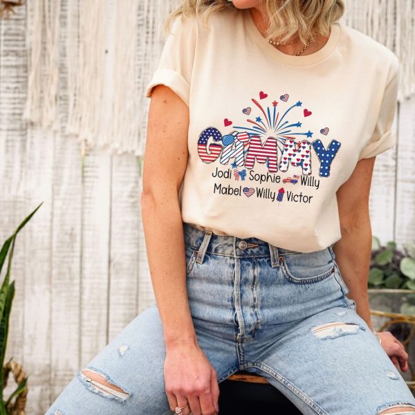 Personalized Grandparent American Shirts With Kids Names 2