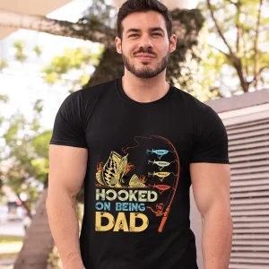 Personalized Hooked On Being Dad Fishing Shirts 1
