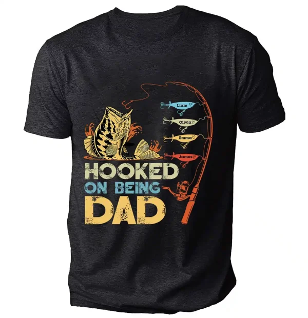 Personalized Hooked On Being Dad Fishing Shirts 4