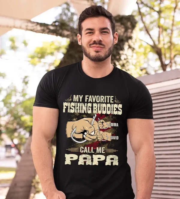Personalized My Fishing Buddies Call Me Papa Fishing Shirt 3