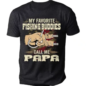 Personalized My Fishing Buddies Call Me Papa Fishing Shirt 4