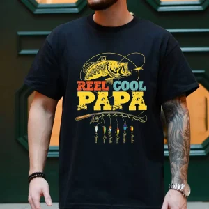 Personalized Reel Cool Papa Fishing Shirt, Vintage Papa Shirt, Fishing Shirts For Men
