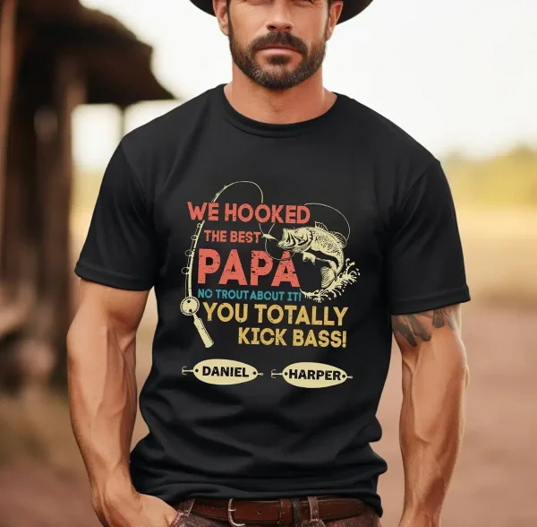 Personalized We Hooked The Best Papa Shirt 2