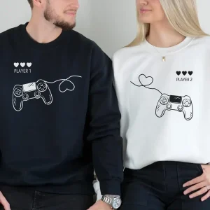 Player 1 & Player 2 Matching Sweatshirt, Love Couple Shirt, Matching Couple Sweatshirt, Personalized Anniversary T-Shirt