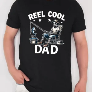 Reel Cool Dad Fishing Shirt, Funny Skeleton Dad Tee, Father's Day Gift for Fishermen, Cool Dad Gift, Fishing Lover Shirt, Fishing Joke Shirt