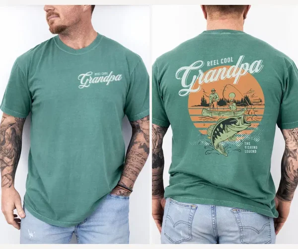 Reel Cool Grandpa Fishing Retro Shirt 2