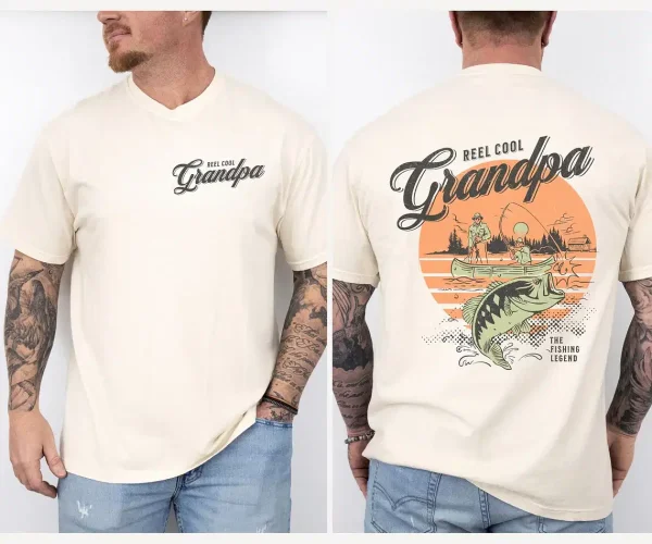 Reel Cool Grandpa Fishing Retro Shirt 3