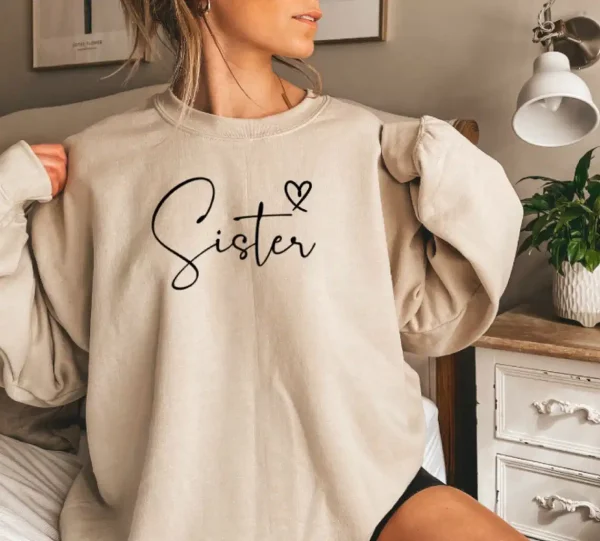 Sister Sweatshirt Custom Sister Personalised Unisex Sweatshirts Customised Text Gift for Her Matching Sister Jumpers 3 gm optimized