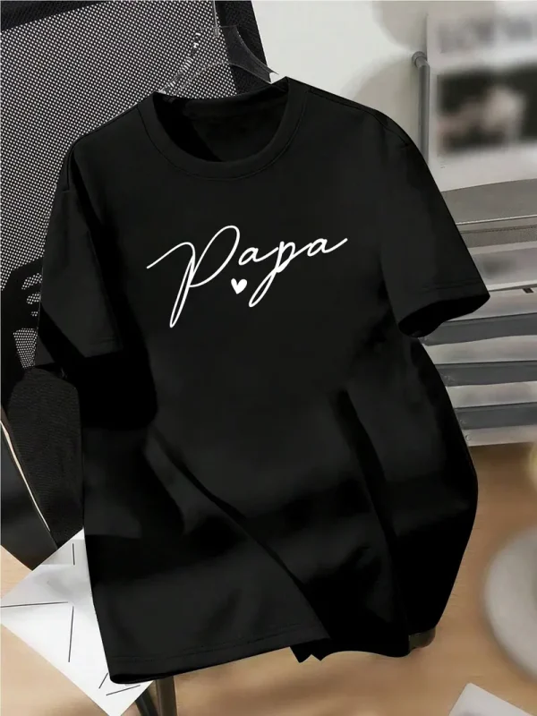 Summer Casual Papa Print T Shirt for Men 1