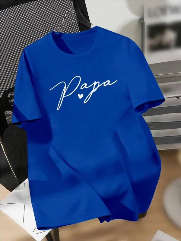 Summer Casual Papa Print T Shirt for Men 4