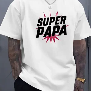 Super Dad Graphic Tee - Men'S Casual Summer T-Shirt with Soft Ribbed Collar, Slight Stretch, Perfect Father's Day Gift, Casual Summer Wear