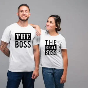 The Boss The Real Boss T Shirt, Set Couple matching T-shirt set The Real Boss Shirt Tees  Boss Couple T Shirt, Couple gift