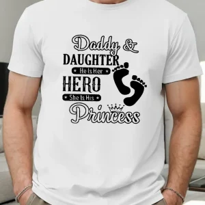 Unique Dad And Daughter Bonding Print T-Shirt - Soft, Breathable, Casual Short Sleeve Tee For Men, Perfect Summer Wear, Great Gift Idea