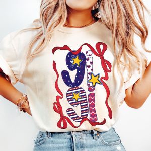 Atriotic Shirt for Gigi, 4th of Juy Tee for Gigi, Red White and Blue T-Shirt for Grandma, Coquette 4th of July Shirt