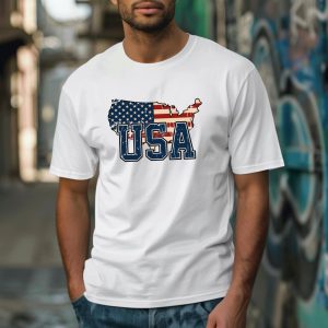USA Map T-Shirt – American Flag Patriotic Tee – Unisex 4th of July Shirt Made in USA