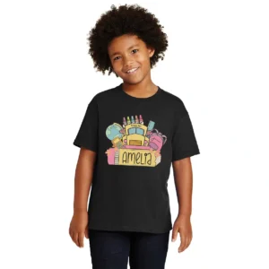 Back to School Girls Name Shirt – Personalized Toddler & Kids Tee for First Day of School, Custom Cute School Outfit