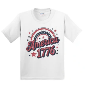 America 1776 Kids T-Shirt – 4th of July Youth Tee, Patriotic Toddler Shirt, Cute Trendy American T-Shirt for Independence Day
