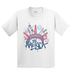 America Youth T-Shirt – USA Patriotic Tee for Kids, Fourth of July Independence Day Shirt, Red White Blue Toddler Summer Top
