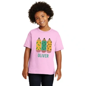 Personalized Back to School T-Shirt – Custom Crayon Shirt with Student Name – Boys & Girls First Day of School Outfit