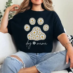 Floral Dog Mama T-Shirt – Funny Dog Mom Gift Tee for Women, Cute Pet Lover Shirt, Fur Mama Outfit, Dog Lover Tee, Mother's Day Top"