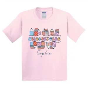 Personalized Hello Daycare Shirt – Custom Back to School Name Shirt for Toddlers | Hello School T-Shirt