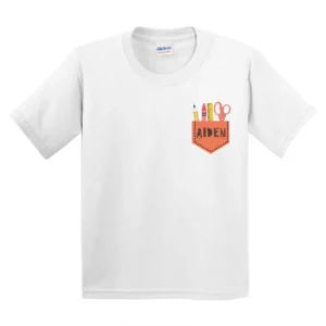 Personalized Kids Back to School T-Shirt – First Day of School Custom Name Pocket Tee
