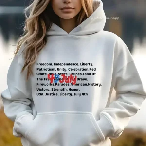4th of July Hoodie – Patriotic American Flag USA Independence Day Hoody Sweatshirt