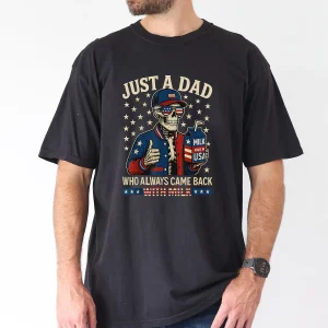 Just A Dad That Always Came Back With Milk T-Shirt – Funny 4th of July Dad Tee, Patriotic Father's Day Gift