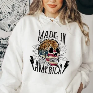 Made in America Hoodie – 4th of July, Patriotic Dad Independence Day Pullover, USA Flag Graphic Hoodie