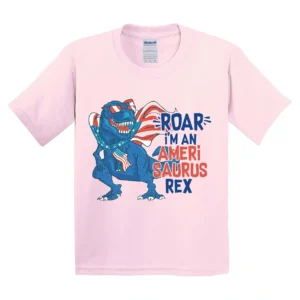 July 4th Dinosaur Kids T-Shirt – Amerisaurus Rex Toddler Tee – Funny Patriotic T-Rex Shirt – Independence Day Shirt for Kids
