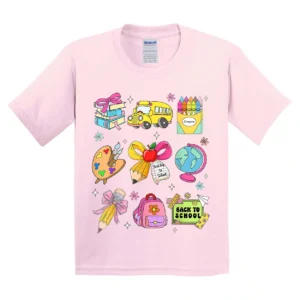 Back To School Cute Teacher Coquette Pencil Bow School Bus T-Shirt - Unisex, Gift for Youth, Back To School