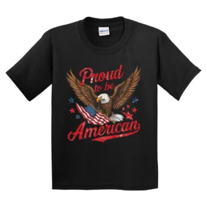 Proud To Be An American T-Shirt – 4th of July Kids Tee – Patriotic USA Toddler Shirt – Cute Trendy Youth T-Shirt – Independence Day Outfit