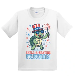 4th of July Freedom T-Shirt – Kids Patriotic Turtle Tee, Independence Day Tortoise Shirt, Comfort Colors July 4th Gift Tee